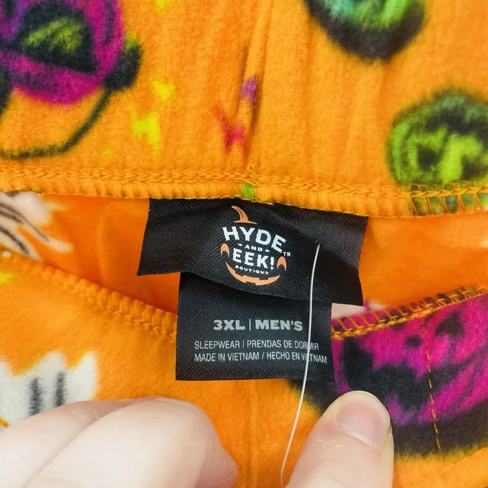 Hyde & Eek! Mens Big & Tall 3X Ghost Print‎ Halloween Fleece Pajama Pants Orange